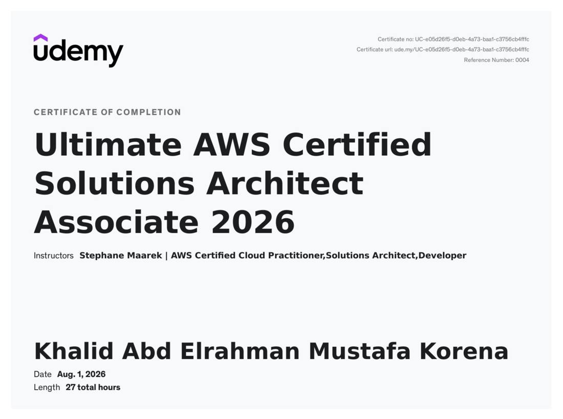 Ultimate AWS Certified Solutions Architect Associate certificate
