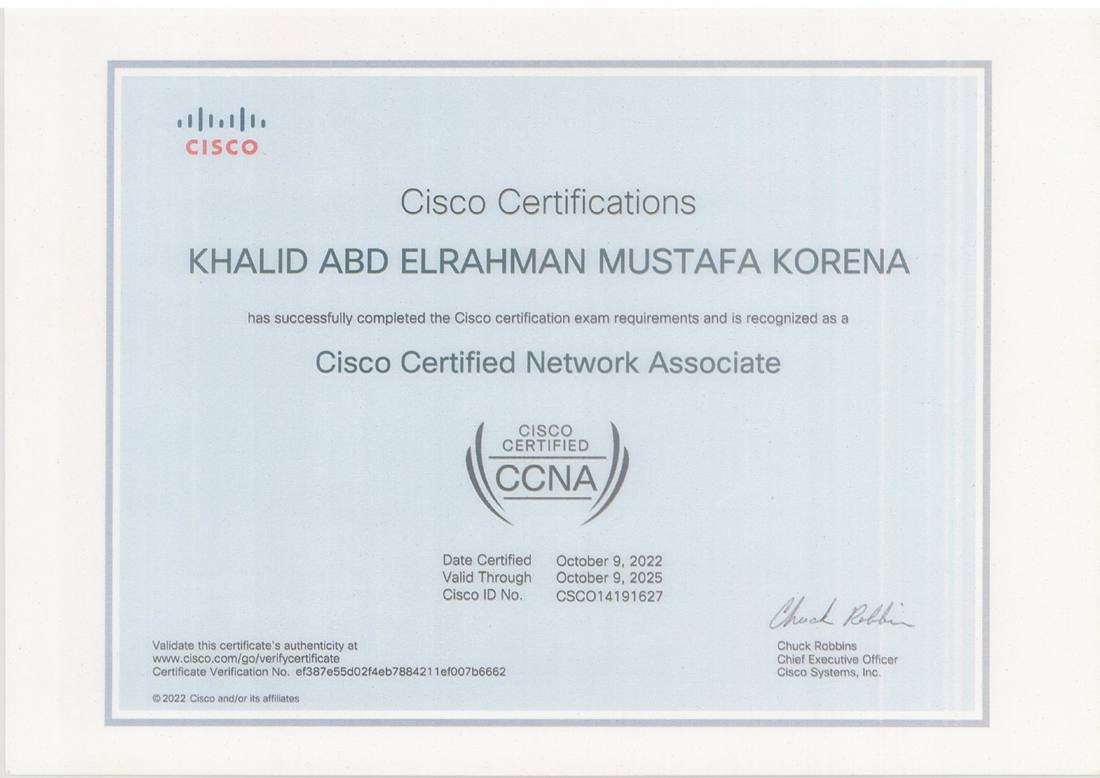 Cisco Certified Network Associate (CCNA) certificate