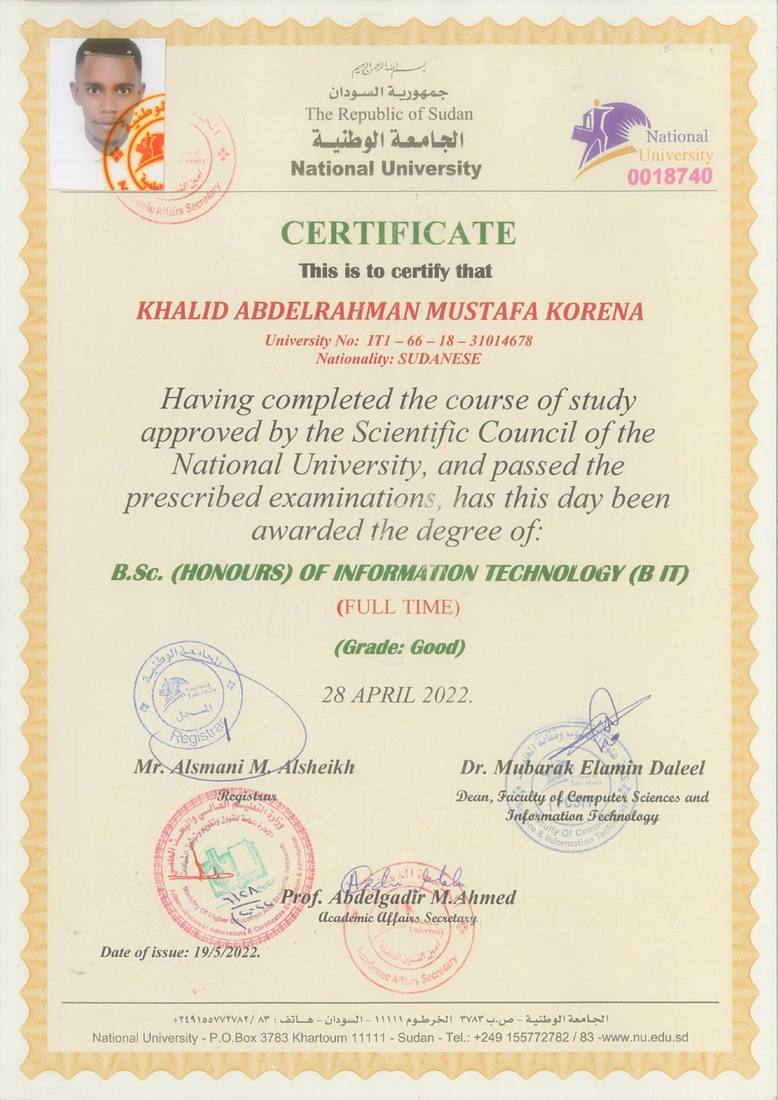 Degree certificate